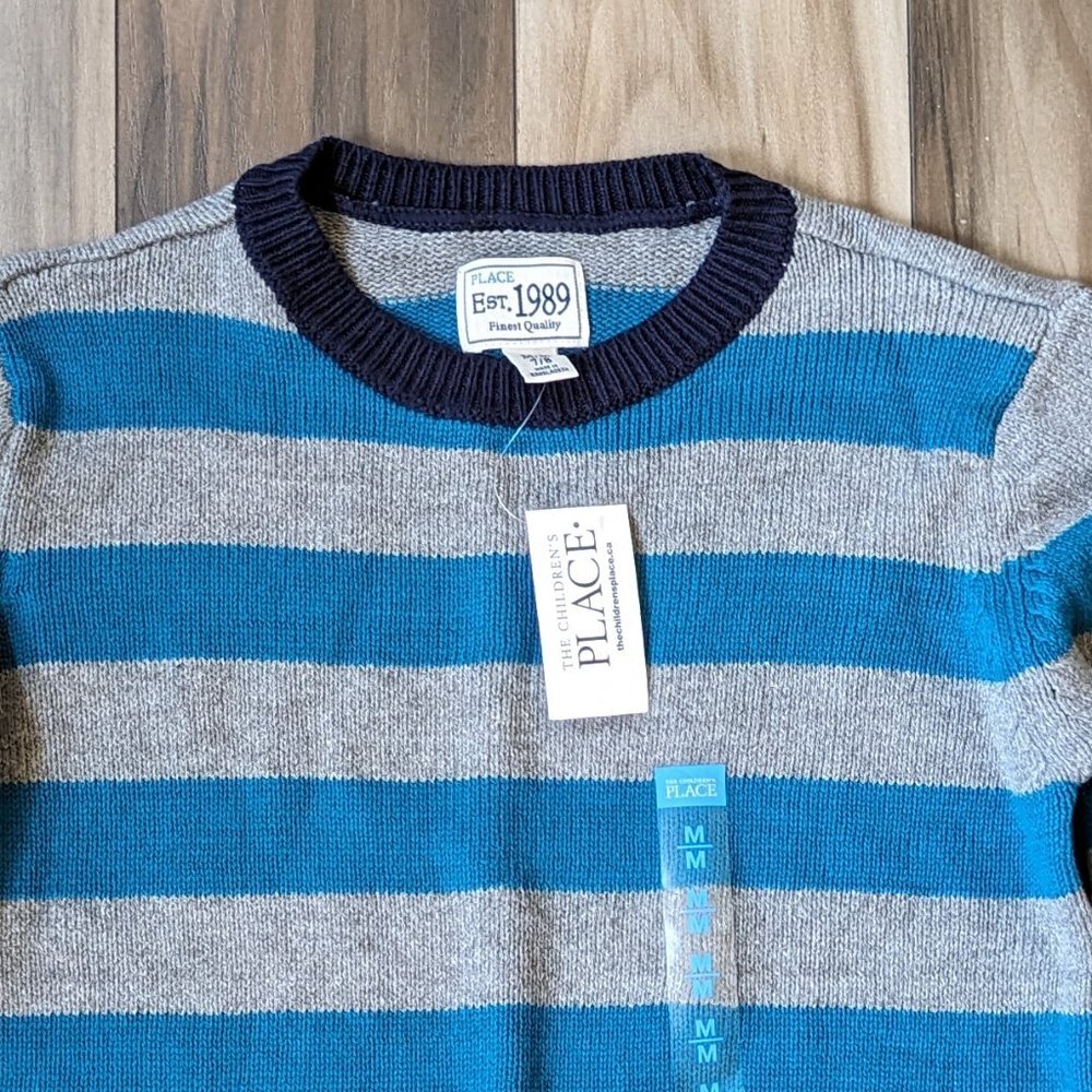 NWT The Children's Place Boys Knit Pullover Sweater Striped Cardigan M (… - Picture 2 of 4